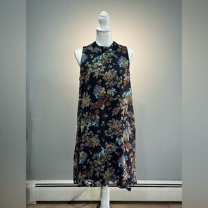 Black Tommy Hilfiger Floral A-Line Dress Size 10 NWT